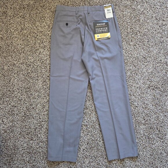 Haggar Men's Premium Classic Fit Flat Front Dress Pants Size 32X30 Gray Solid - Picture 6 of 9